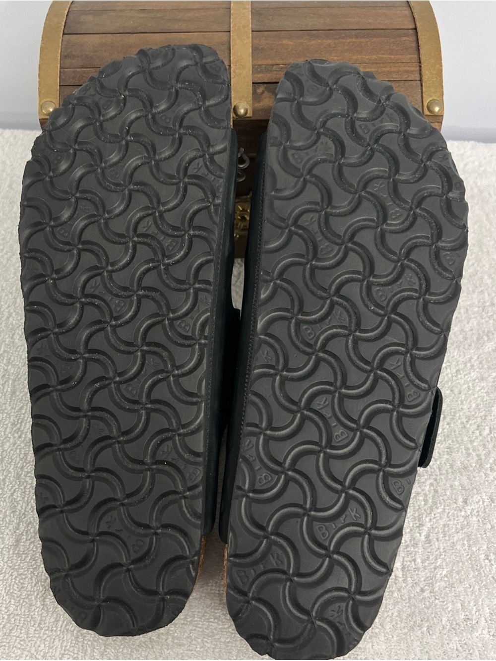 Birkenstock Arizona Big Buckle Sandal Black Nubuck Leather Women’s Size 10 USA - Picture 8 of 12